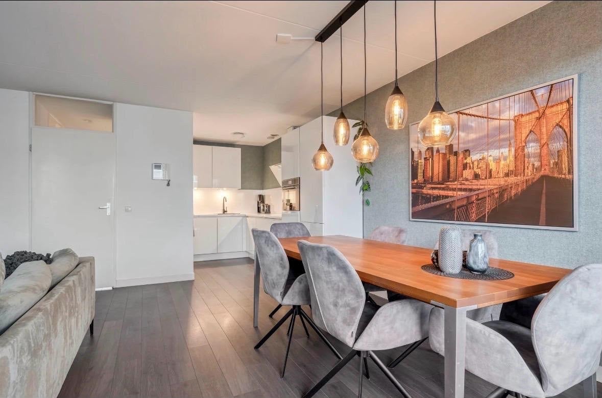 Kersenhouten eettafel met RVS frame, 90x200 cm, Huis en Inrichting, Ophalen, Gebruikt, 50 tot 100 cm, Vijf personen of meer