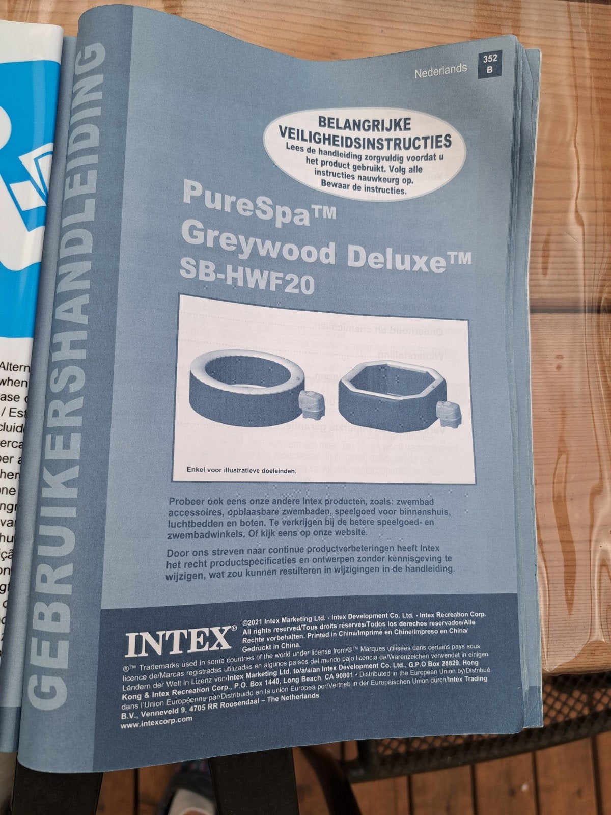 Intex PureSpa Greywood Deluxe opblaasbare jacuzzi, Ophalen, Gebruikt, 200 tot 300 cm, Opblaaszwembad