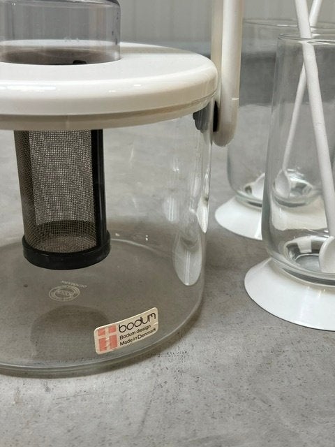 Bodum theepot glazen set Carsten Jorgensen jaren 80 vintage, Gebruikt, Overige merken, ., Vintage