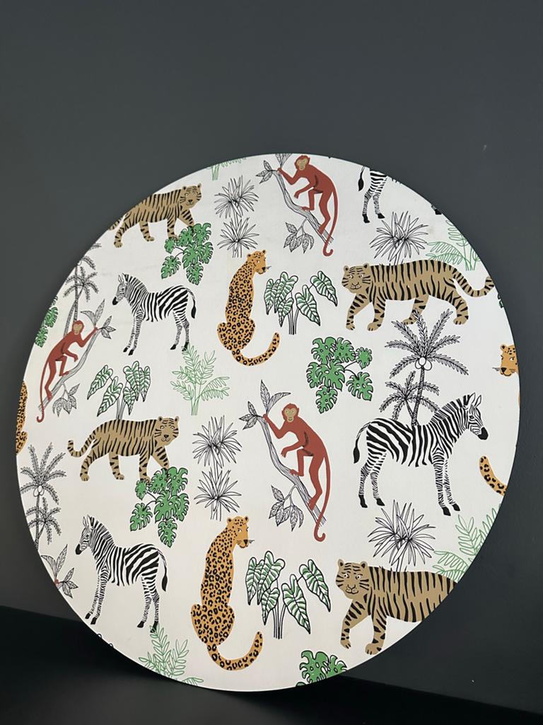 Behangcirkel Jungle Dieren - Baby/Kinderkamer - Ø 51.5 cm, Ophalen of Verzenden, Nieuw, Wanddecoratie