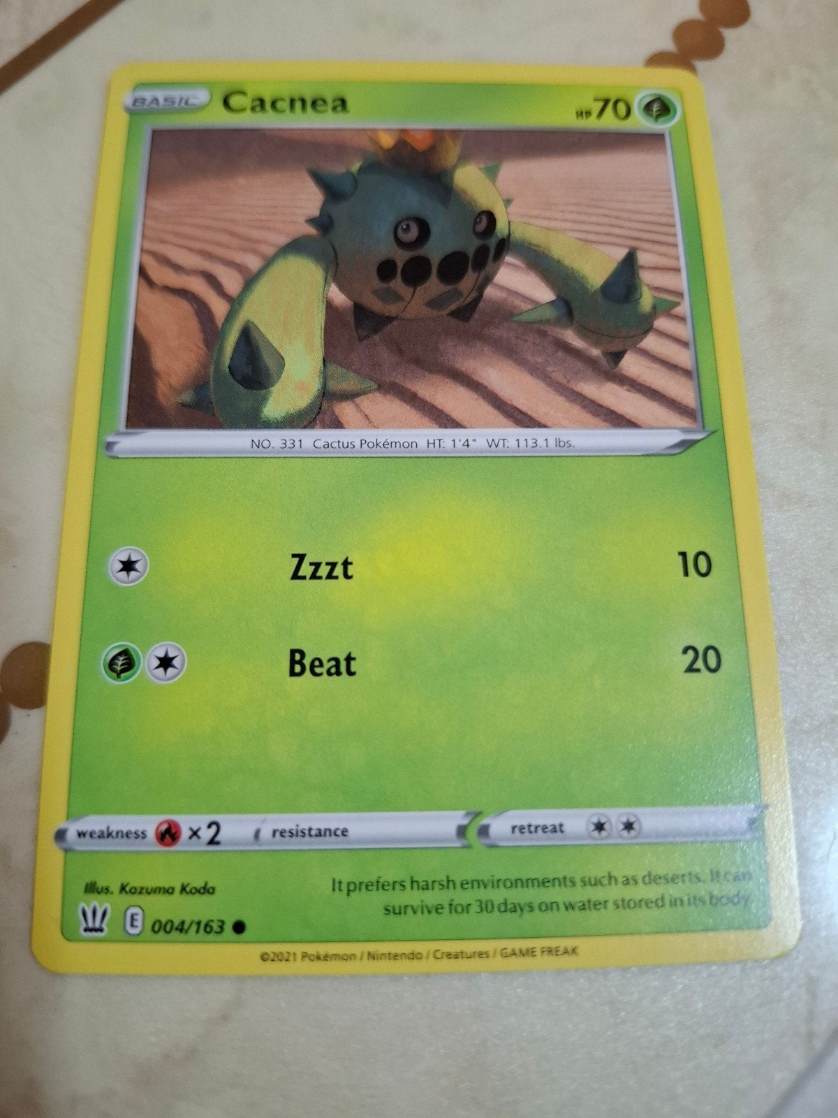 Pokémon Kaart: Cacnea (004/163) - Zeldzaam, Ophalen of Verzenden, Zo goed als nieuw, Losse kaart