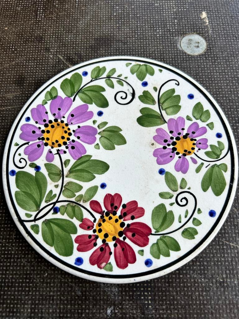 Boerenbont plat rond schaaltje motief brabant, Ophalen of Verzenden
