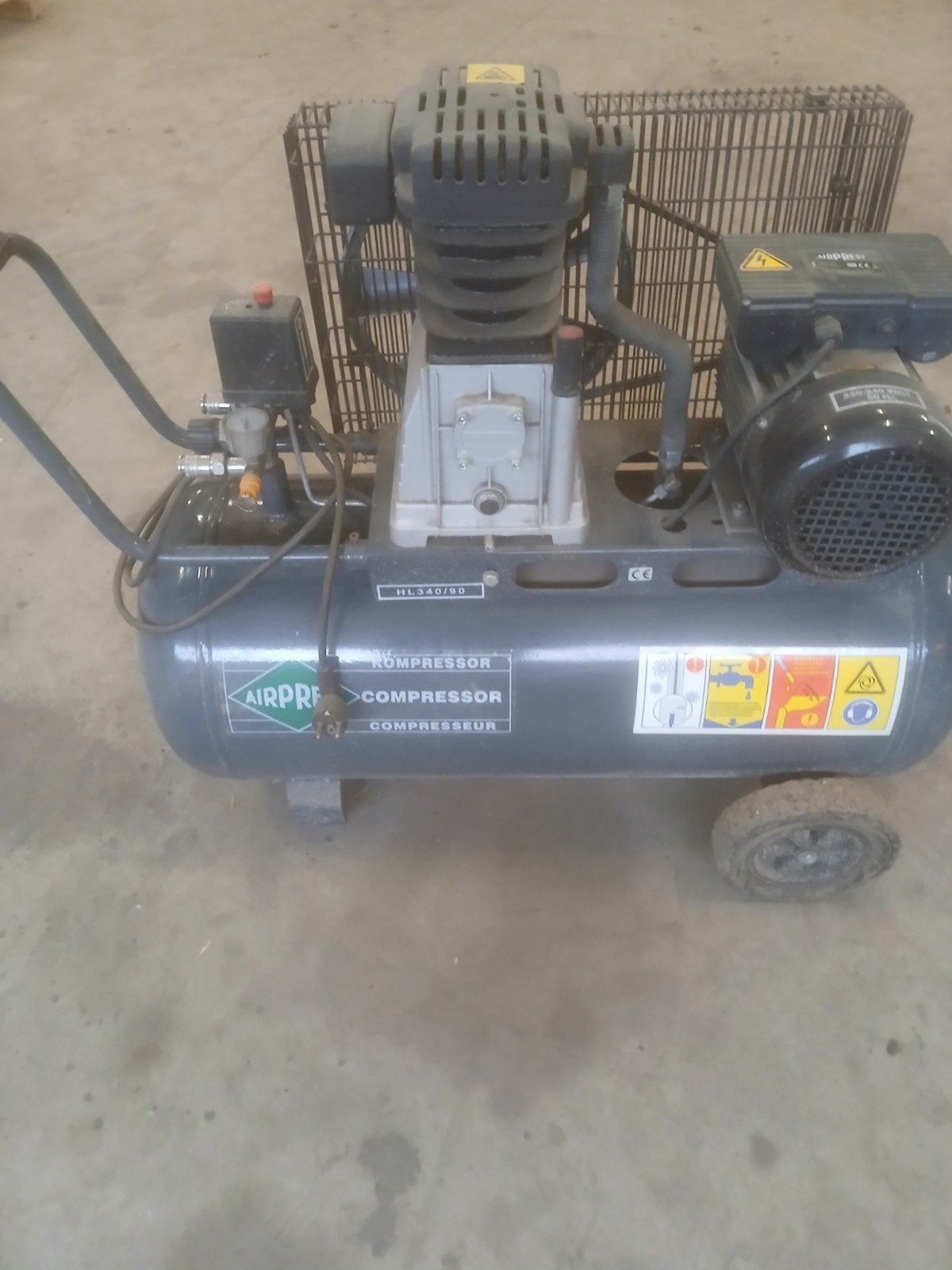 Airpress Compressor HL 340-90 - 90 liter, 8 bar, 25 tot 100 liter, Ophalen of Verzenden, Gebruikt, 6 tot 10 bar