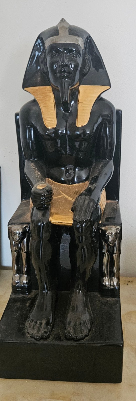 Grote Egyptische Farao Beeld - Zwart en Goud, Ophalen, Gebruikt, Mens