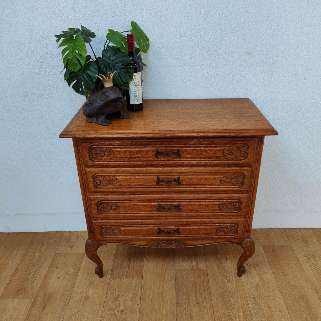 Vintage Queen Ann ladekast commode dressoir ladekastje 202, Valkenswaard, Gebruikt, Info@flashbackfurniture.nl, Eikenhout
