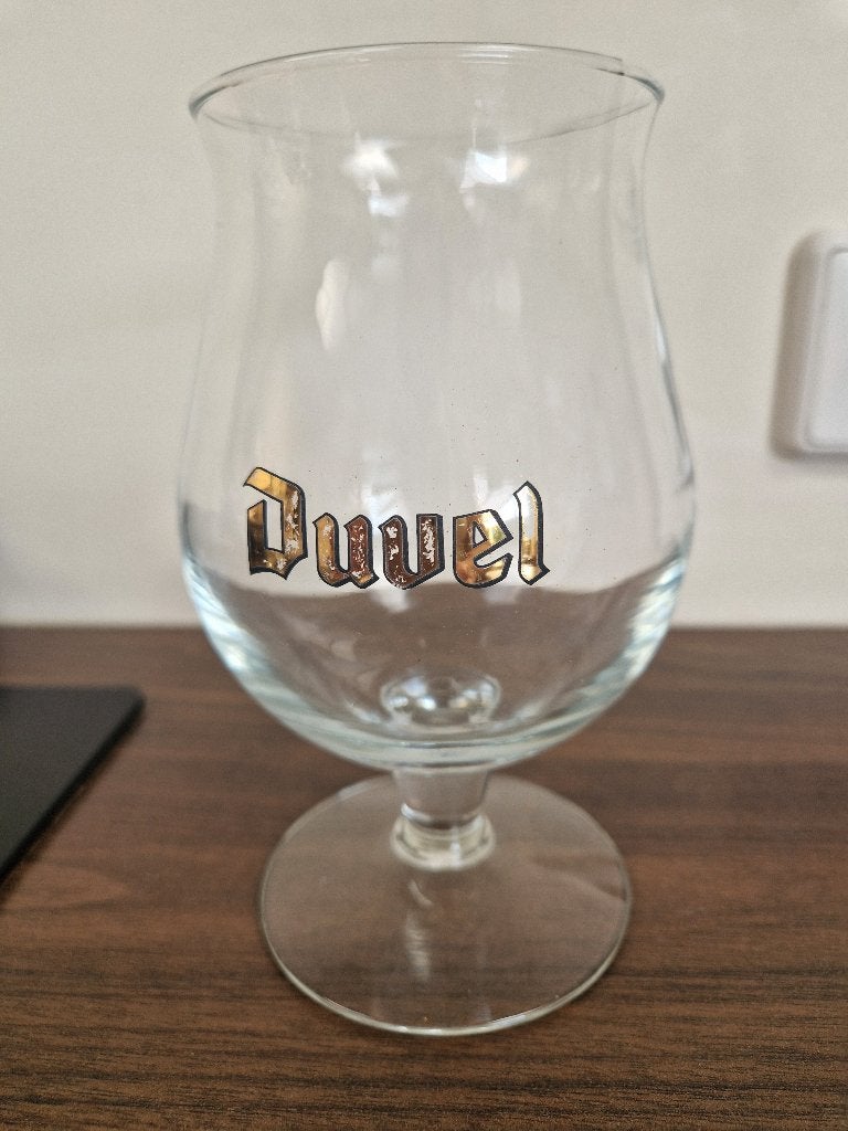 vintage DUVEL bierglas met gouden letters, Ophalen of Verzenden, Zo goed als nieuw, Glas of Glazen, Duvel