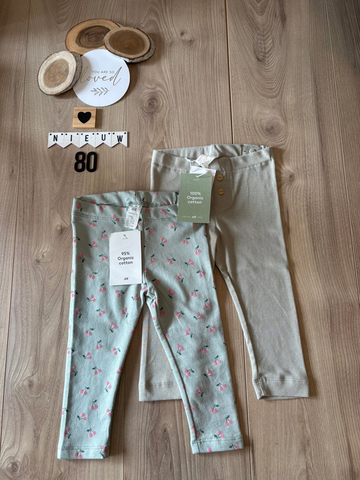 Baby meisje h&m setje broekjes/leggings 2x groen maat 80, Ophalen of Verzenden, Nieuw, Meisje, Broekje