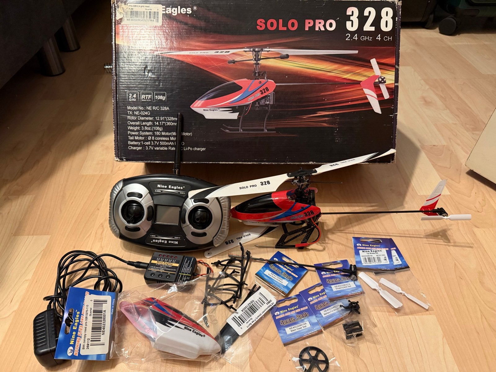Nine Eagles Solo Pro 328 RC Helikopter met onderdelen, Hobby en Vrije tijd, Elektro, Gebruikt, RTF (Ready to Fly), Helikopter