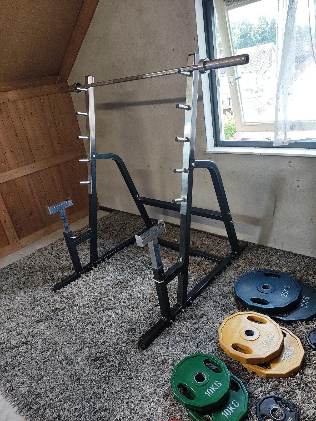 Fitnes Set: Incline bench, Squat Rack, Dumbells, Power tower, Ophalen, Gebruikt, Benen, Halterset