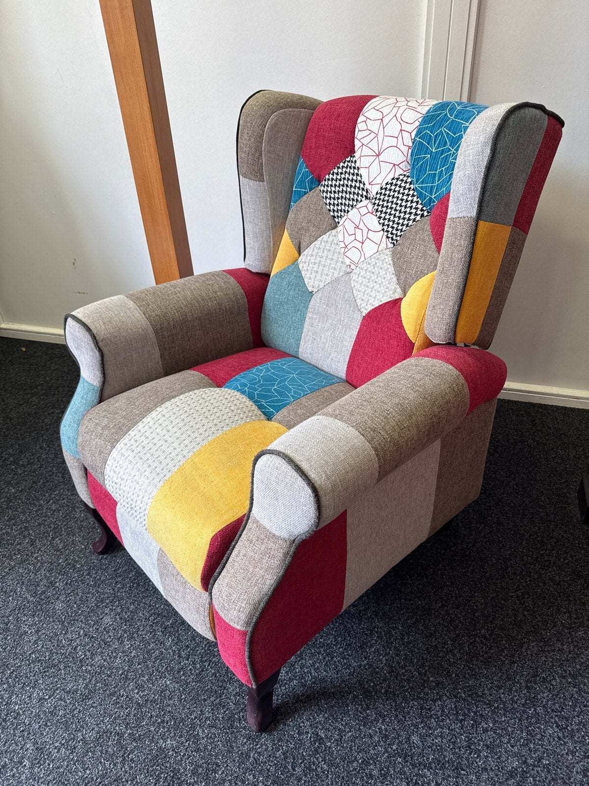Comfortabele Relax Fauteuil - Patchwork Design, Huis en Inrichting, Ophalen, Gebruikt, Stof, 75 tot 100 cm