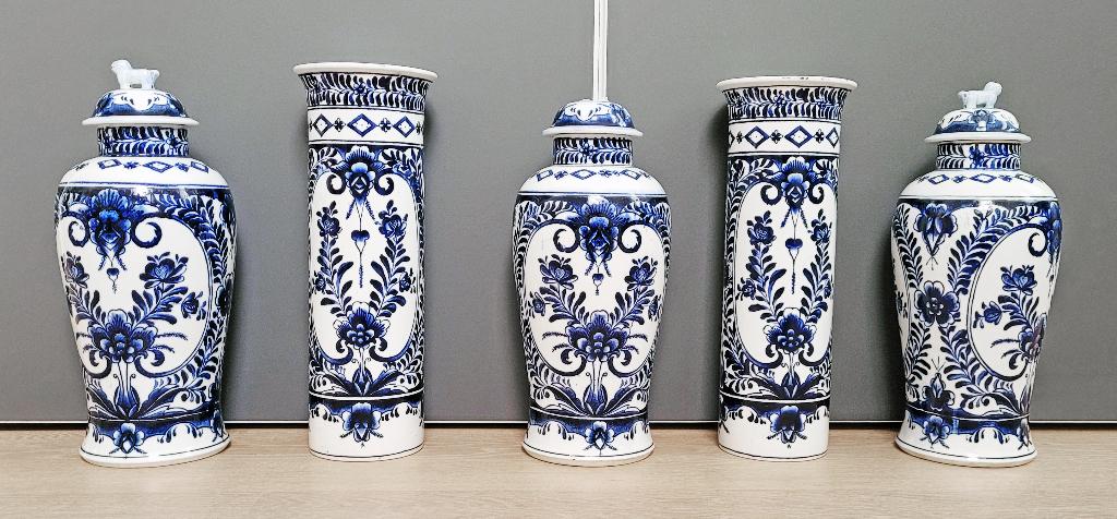 Kaststel Delfts blauw aardewerk 5 stuks, Ophalen of Verzenden