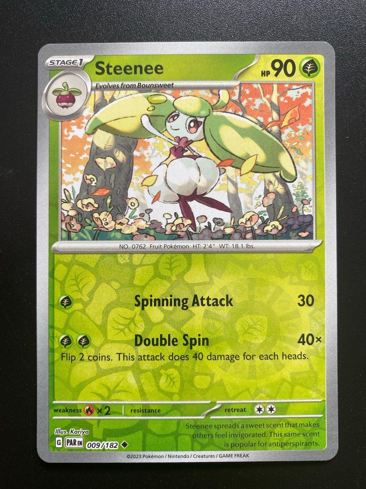 Steenee 009/182 Reverse Holo Pokémon Paradox Rift, Ophalen of Verzenden, Nieuw, Losse kaart, Foil