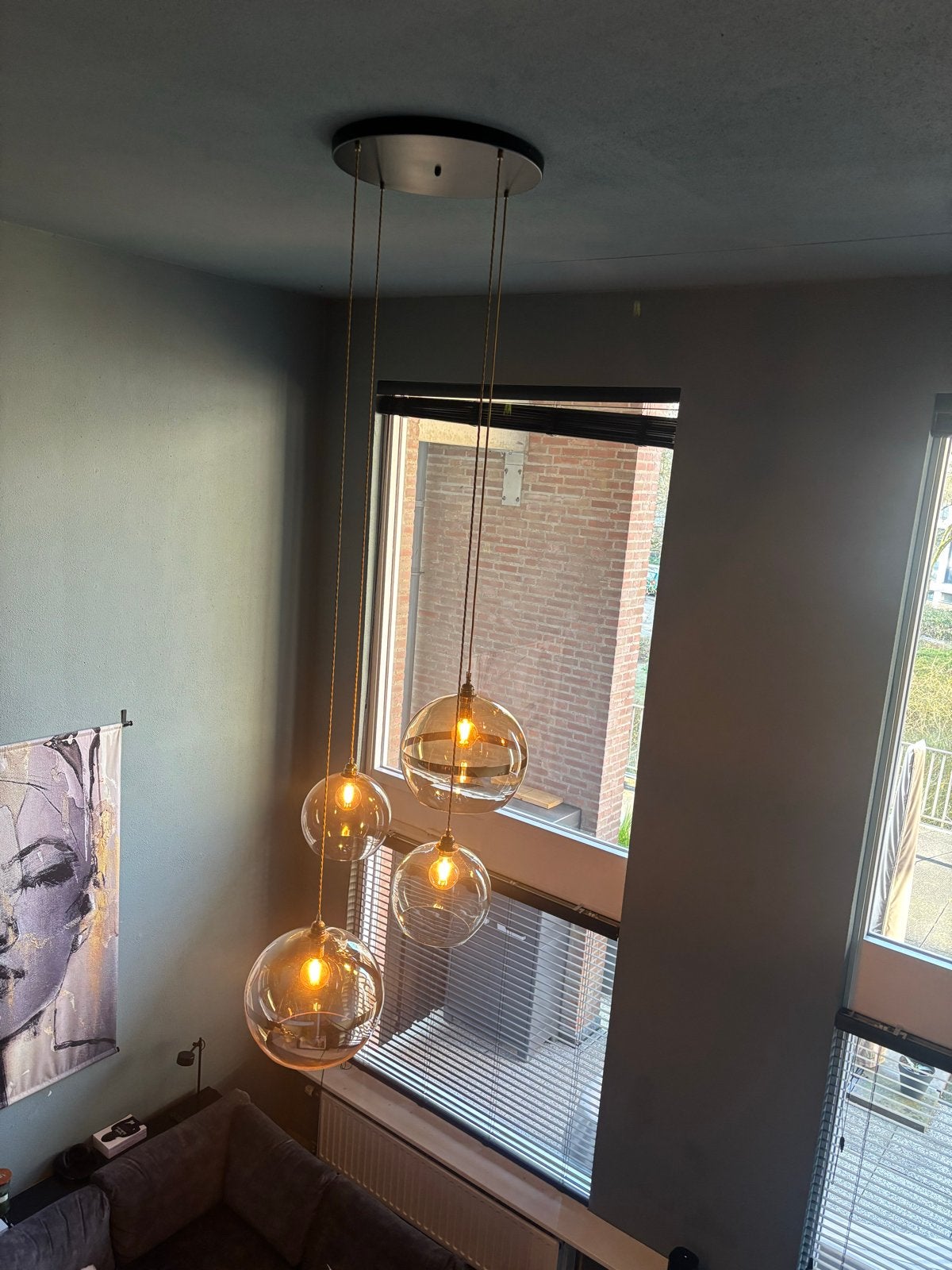 Ebb & Flow lampen, Huis en Inrichting, Lampen | Hanglampen, Ophalen of Verzenden, Gebruikt, Glas, 75 cm of meer