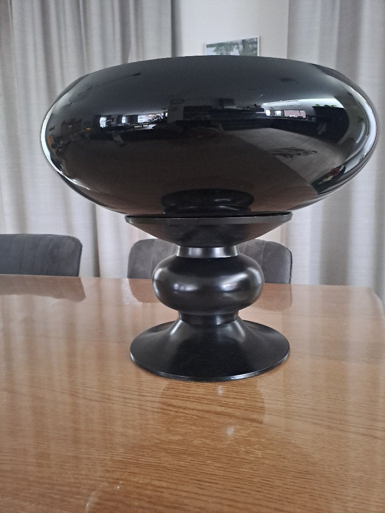4 glazen schalen / baken op alu. voet, Zwart, Ophalen of Verzenden, Geschikt voor buiten, Glas