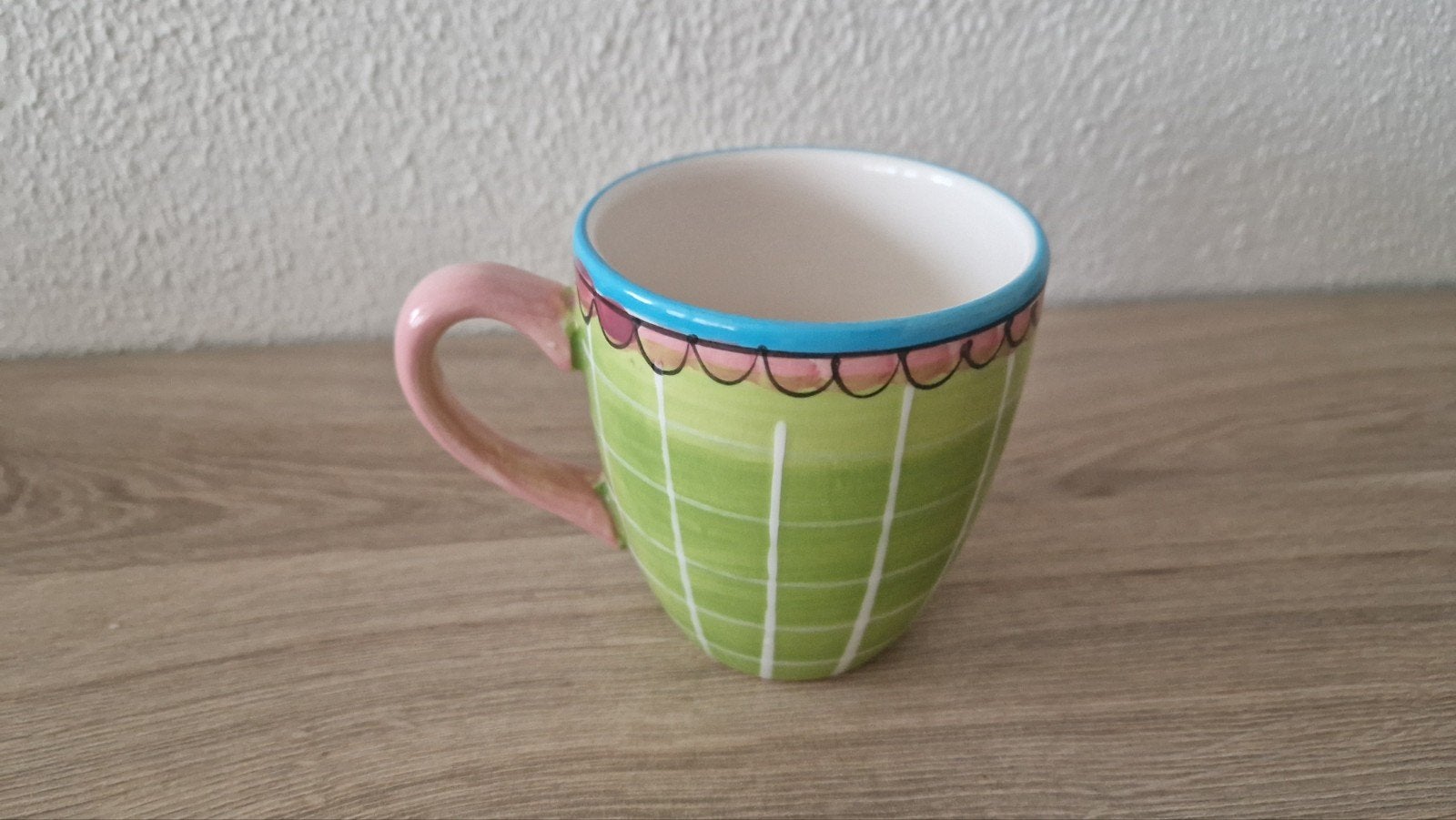 Blond Amsterdam koffiemok - Groen geruit met roze oor, Keramiek, Zo goed als nieuw, Blond Amsterdam, Mok