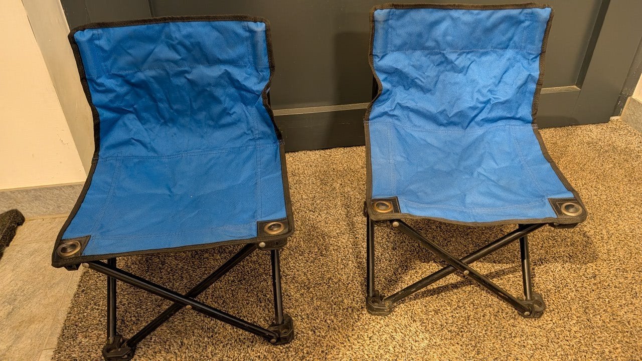Twee stevige kindercampingstoeltjes - Blauw, Ophalen of Verzenden, Zo goed als nieuw, Campingstoel