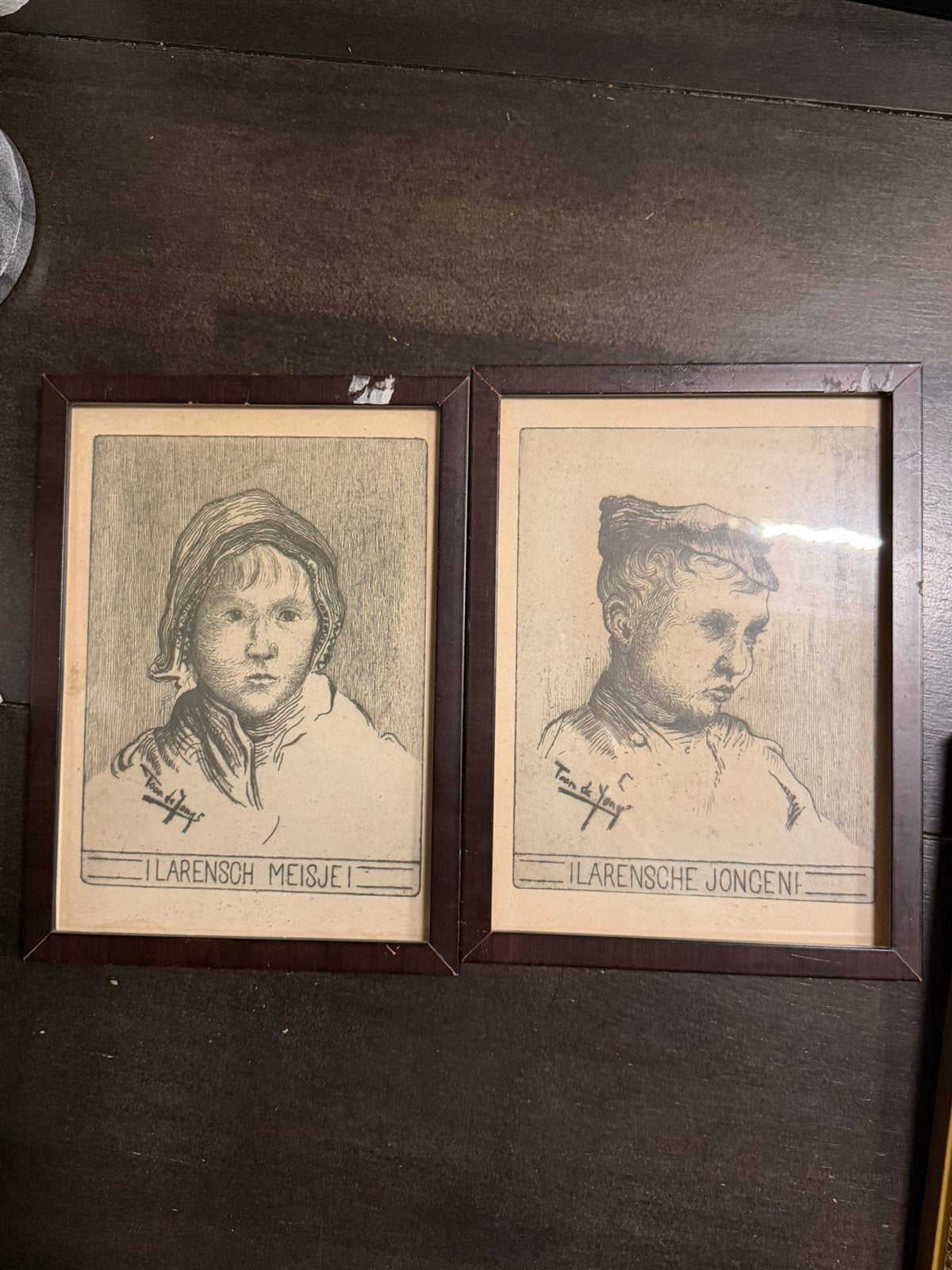 2 oude prenten van de kunstenaar Toon de Jong., Ophalen