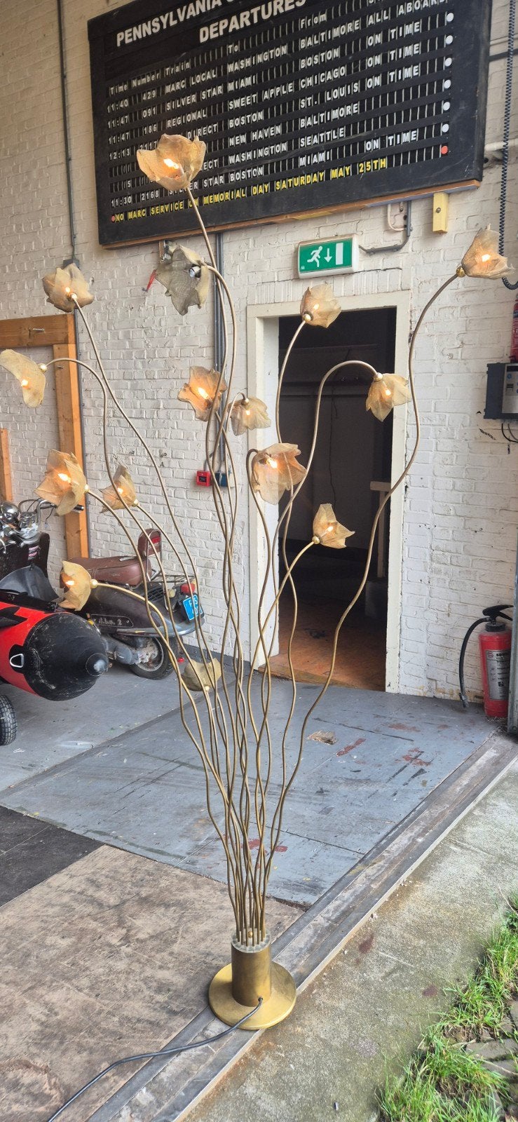2 harco loor designlampen vloerlampen "tree breeze" bloemen, Ophalen of Verzenden, Gebruikt, Metaal, Jaren 80