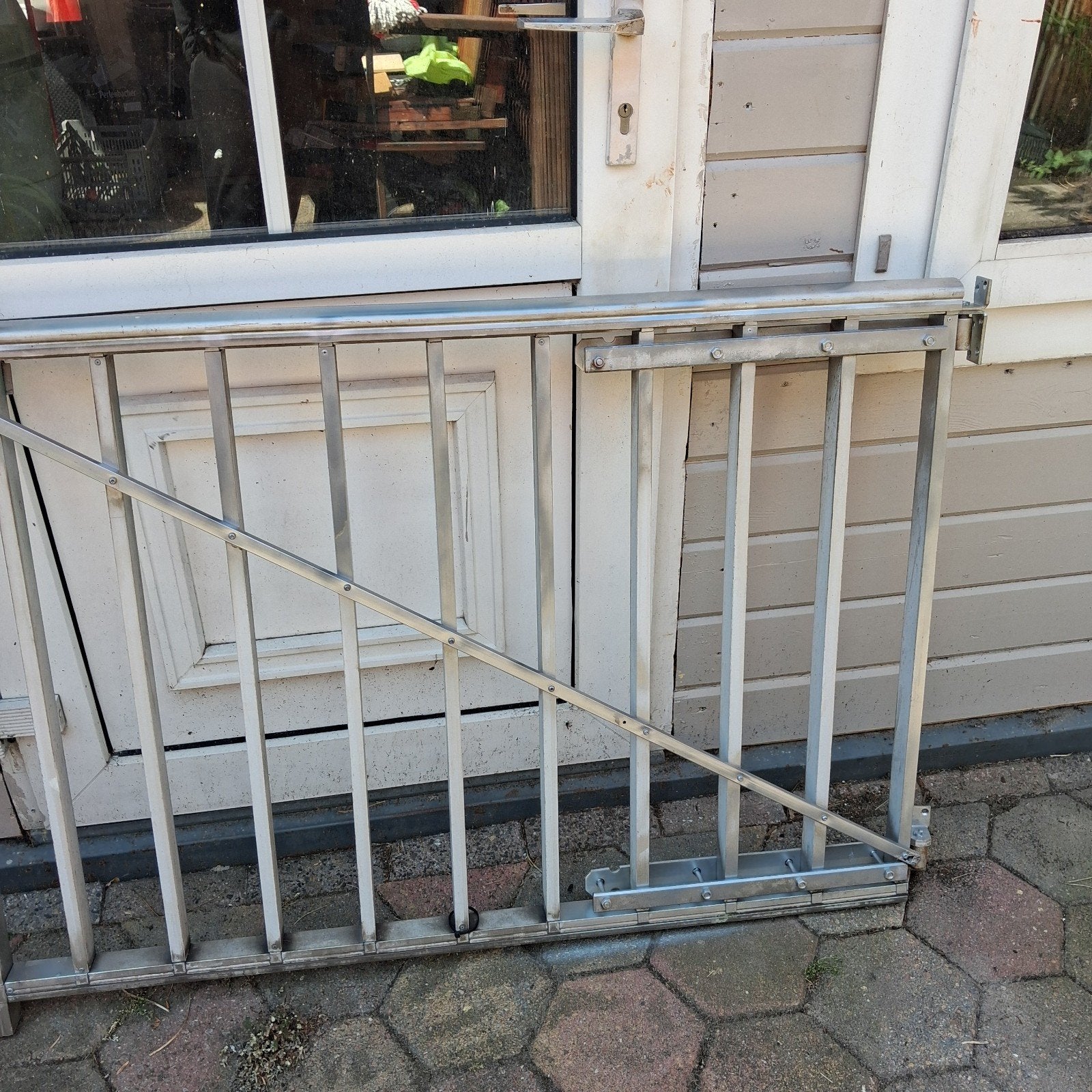 Zeer mooi aluminium 2 hekken 125 cm 2  250cm met scharnieren, Ophalen, Zo goed als nieuw, Aluminium