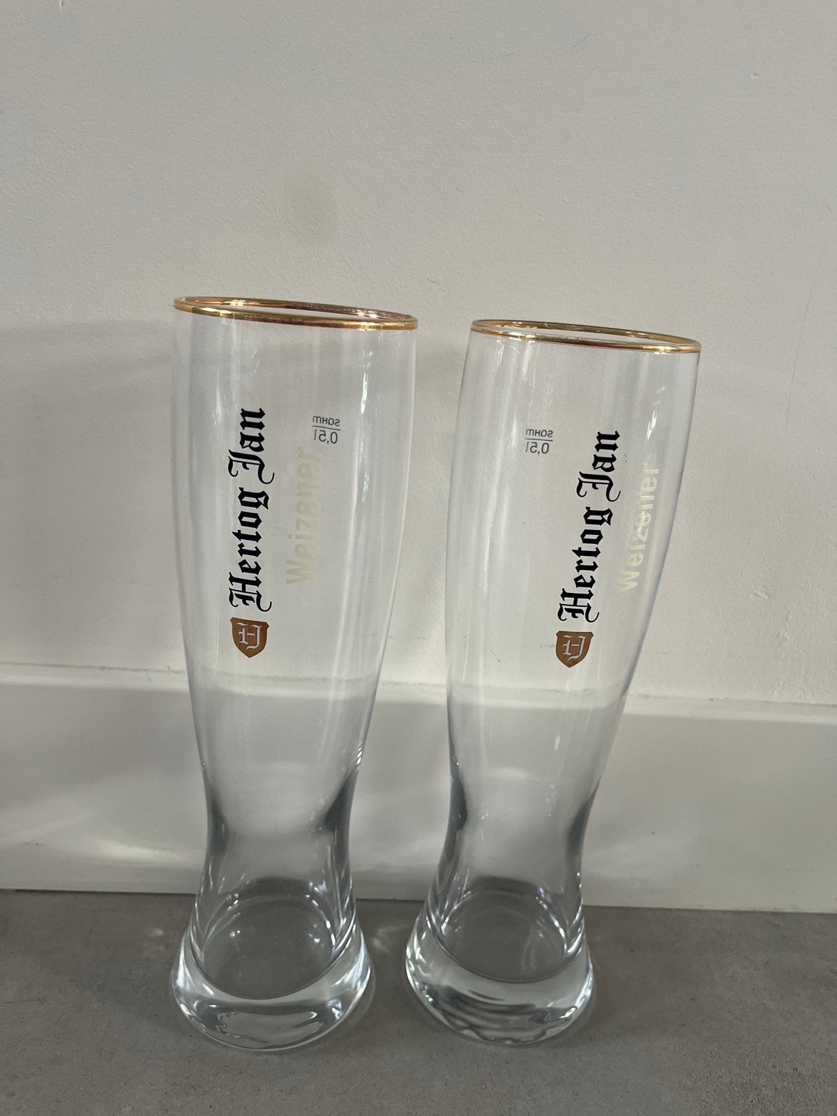 2 Hertog Jan Weizener bierglazen 50cl, Ophalen of Verzenden, Gebruikt, Bierglas