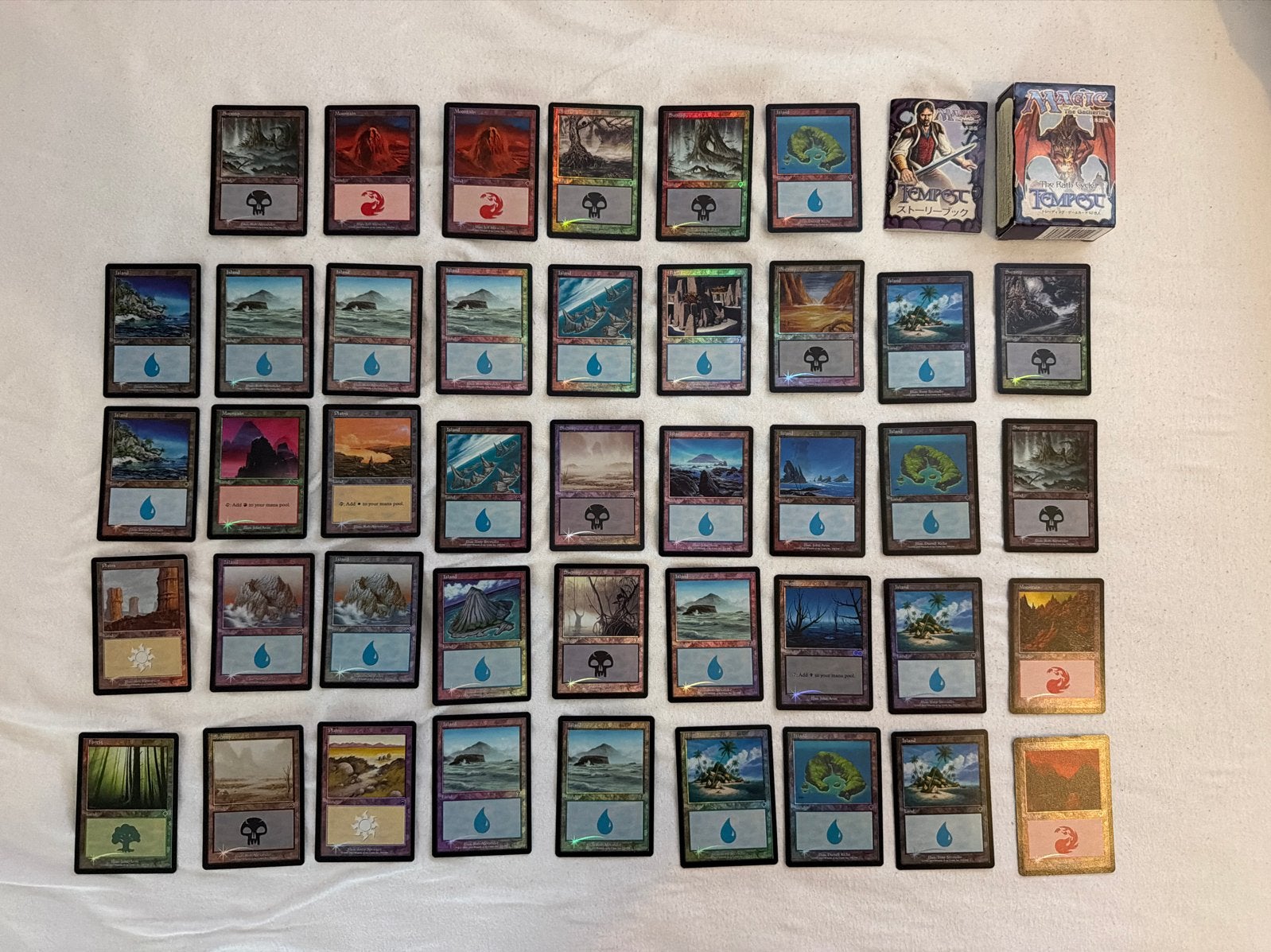 Magic The Gathering - 42x Old Border FOIL Basic Lands, Ophalen of Verzenden, Gebruikt, Meerdere kaarten, Foil