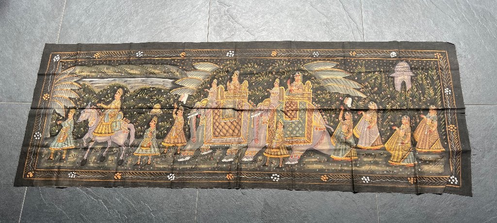 India handbeschilderd Indiase wanddoek doek uniek 156 cm, 50 – 75, Verburgt Vintage, Nieuw, 125 cm of meer