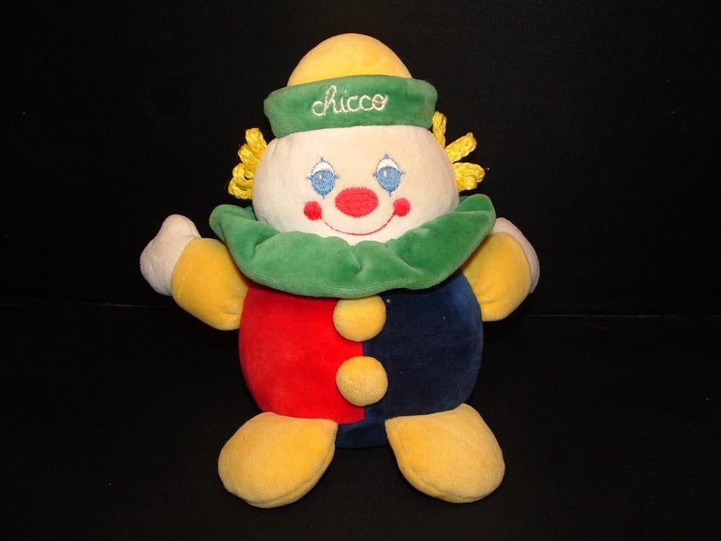 CHICCO POPJE CLOWN BLAUW/ROOD LIJFJE EN GELE VOETJ, Kinderen en Baby's, Speelgoed | Knuffels en Pluche, Ophalen of Verzenden, Nieuw