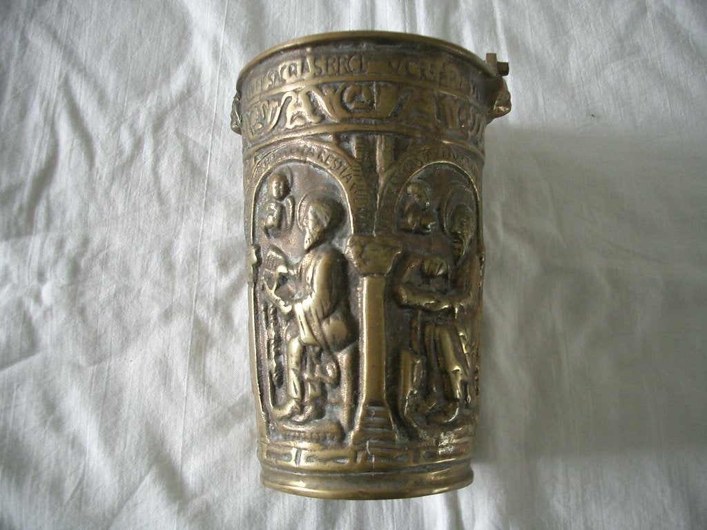 weiwaterkan religie brons antiek godsdienst decoratie sfeer, Ophalen of Verzenden, Brons