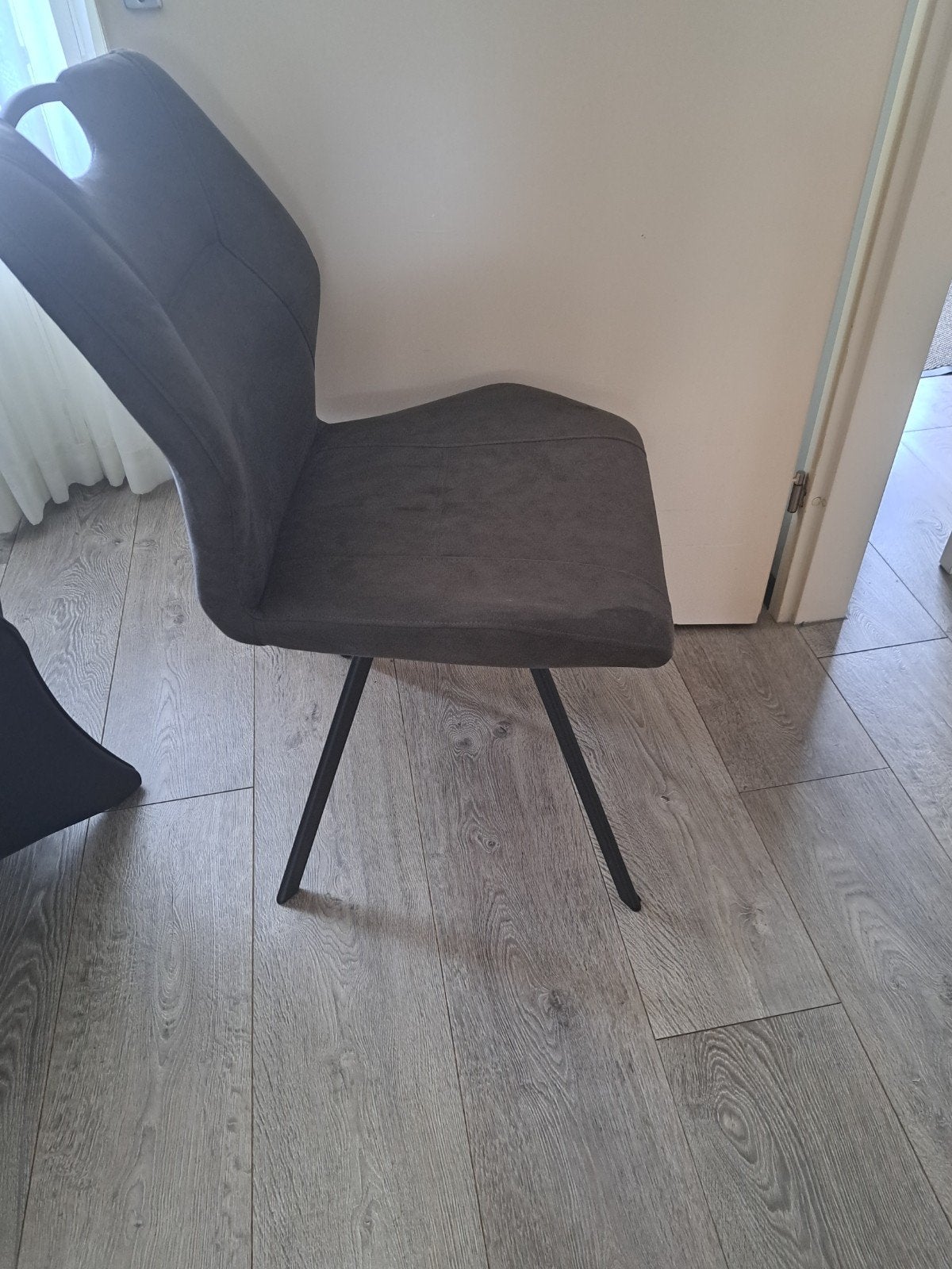 Eetkamer stoelen 6x nieuwstaat, Ophalen, Zo goed als nieuw, Grijs, Vijf, Zes of meer stoelen