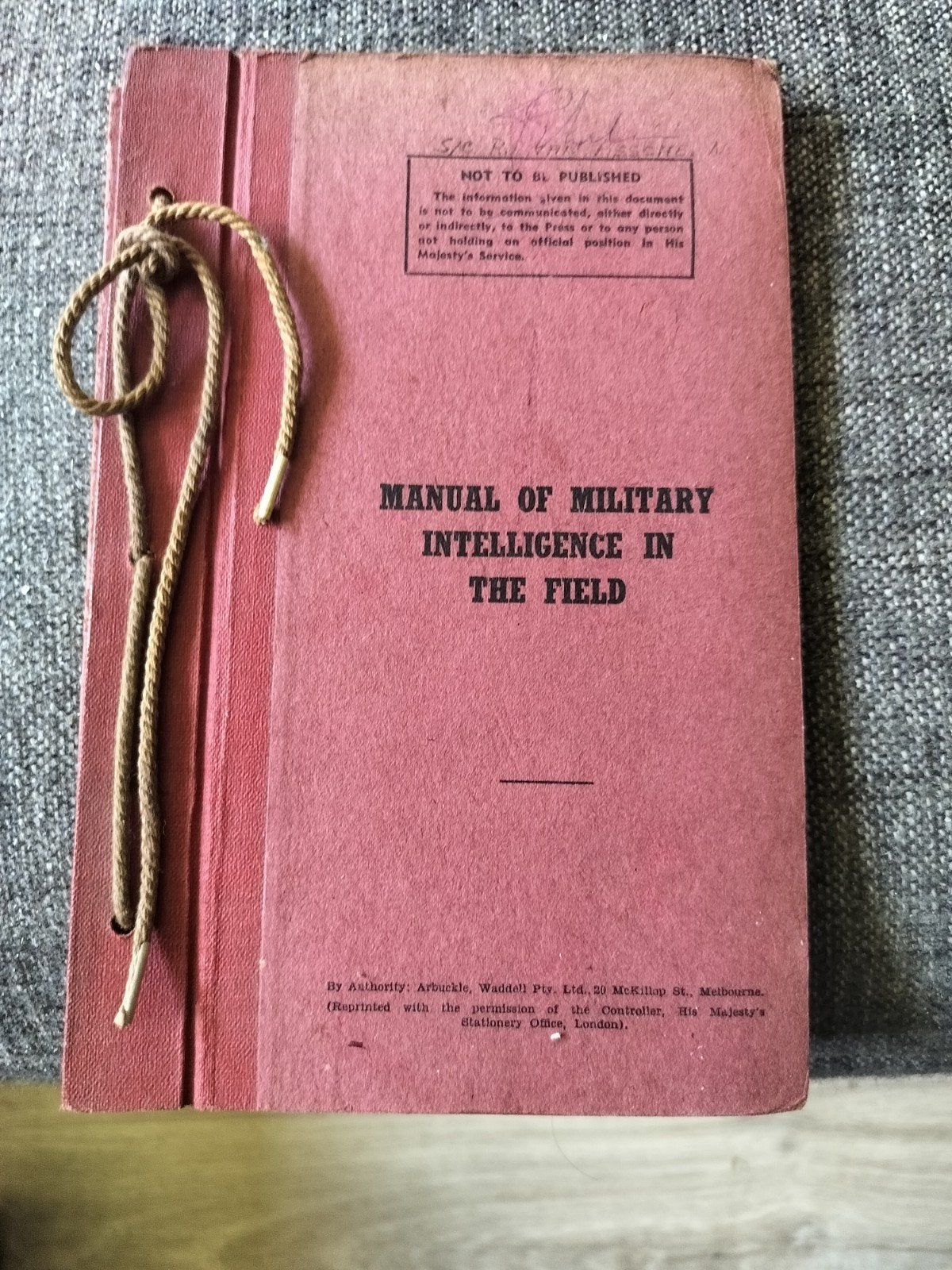 Manual of Military Intelligence in the Field 1938, Verzenden, Onbekend (uitgegeven door autoriteit), Landmacht, Tweede Wereldoorlog