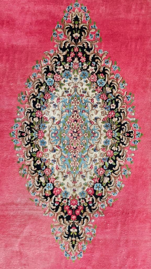 Handmade Persian pink wool  Kirman carpet medalion 255x355cm, Onbekend, 200 cm of meer, Ophalen of Verzenden, Zo goed als nieuw