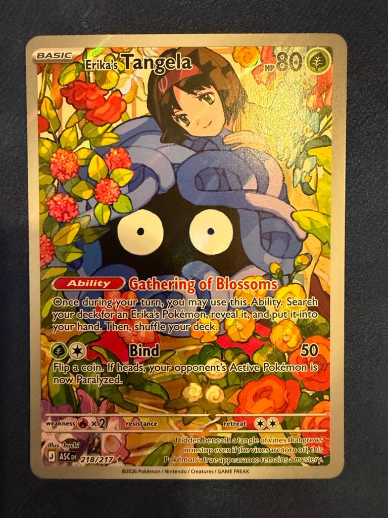 Erika's Tangela 218/217 Full Art Pokémon Kaart, Ophalen of Verzenden, Zo goed als nieuw, Losse kaart