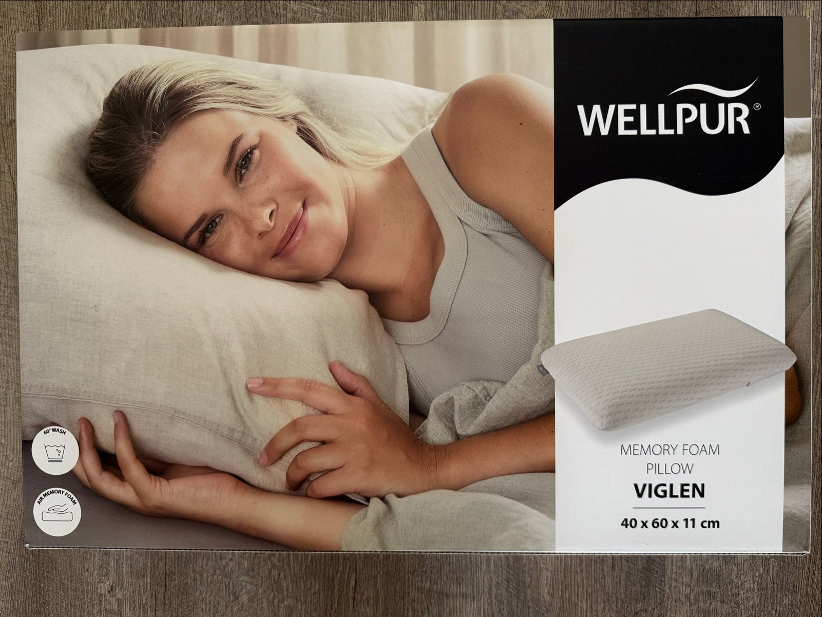 Wellpur Memory Foam Kussen Viglen 40x60x11 cm, Schuim, Eenpersoons, Wit, Ophalen of Verzenden