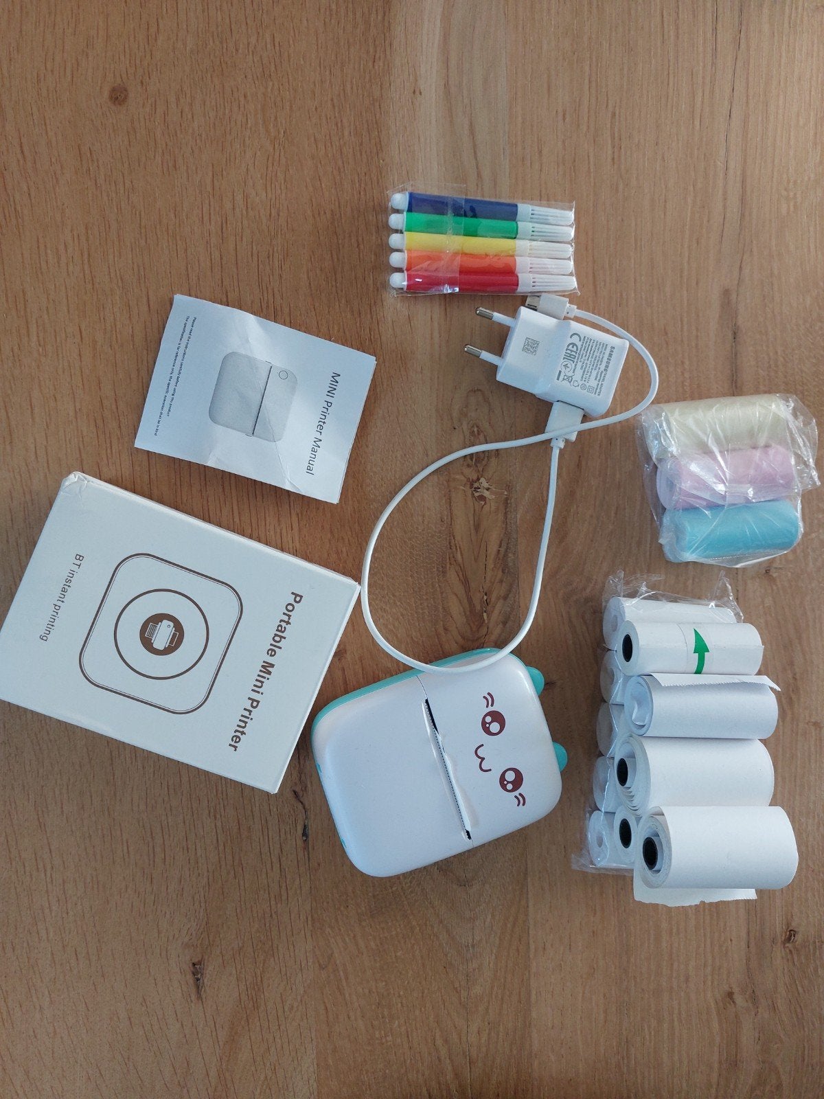 Draagbare Mini Printer met Thermisch Papier en Kleurstiften, Computers en Software, Zwart-en-wit printen, Gebruikt, Onbekend, Printer