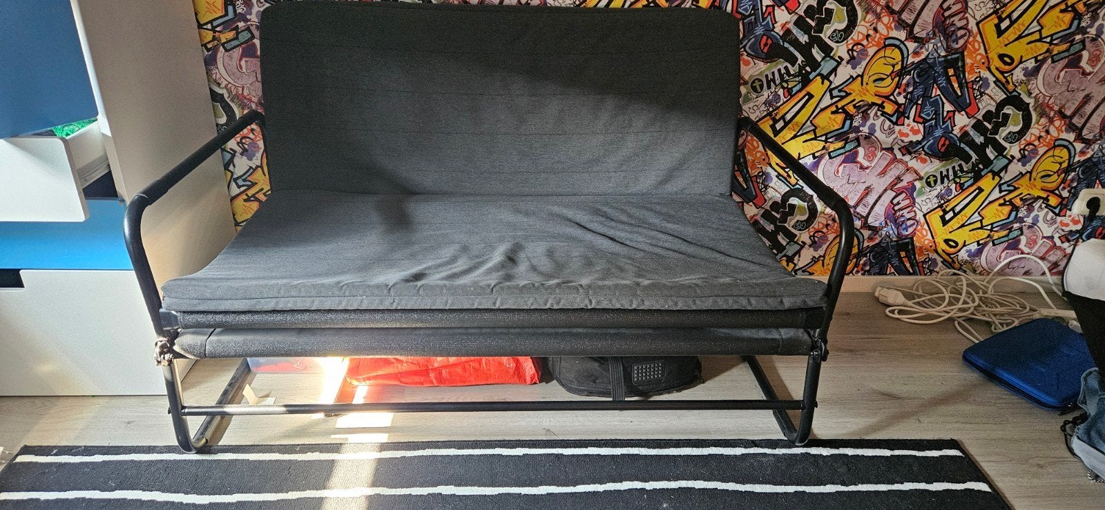 IKEA Hammarn slaapbank - Donkergrijs, Gebruikt, Tweepersoons, Grijs, 200 cm