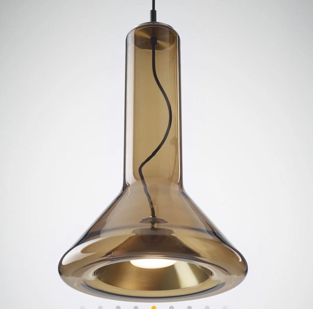 Set van twee Brokis Whistle hanglampen, Huis en Inrichting, Lampen | Hanglampen, Ophalen, Gebruikt, Glas, Minder dan 50 cm