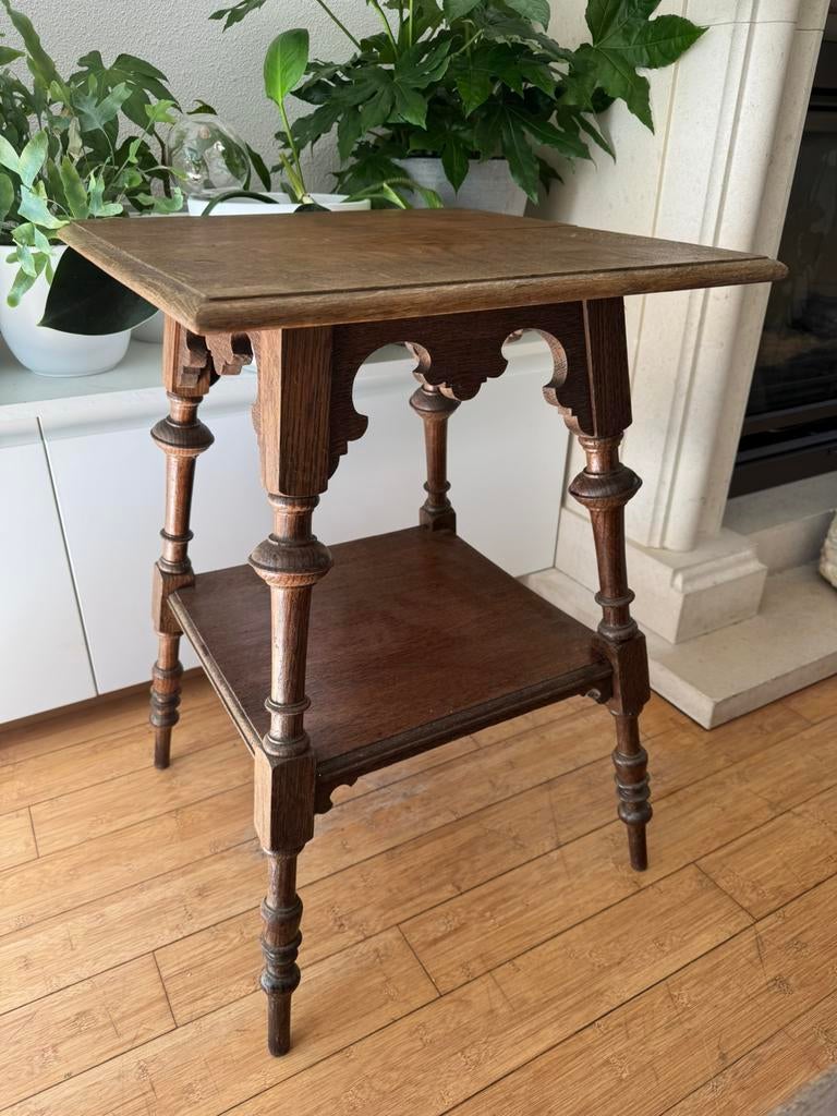 Brocante tafeltje gedraaide poten, hout, planten tafeltje, Ophalen