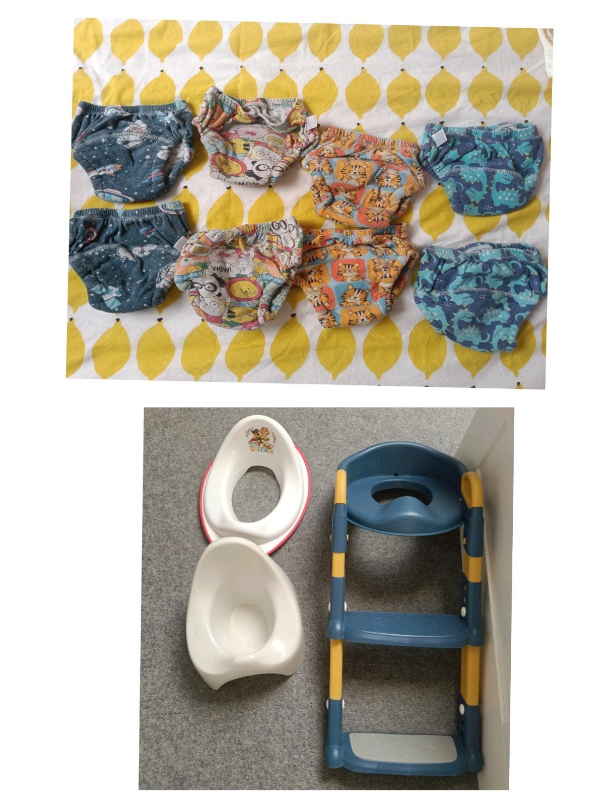 Potjes, wc-bril verkleiner en katoenen luiers, Ophalen of Verzenden, Gebruikt