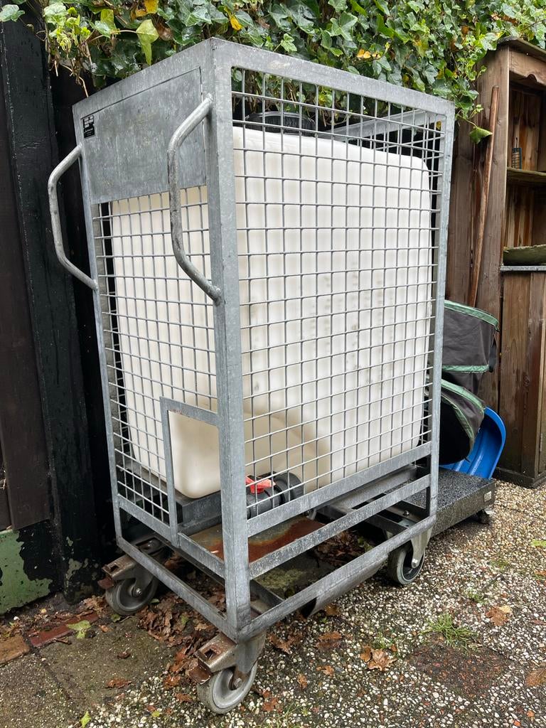 Gegalvaniseerde IBC tank op wielen 300 ltr container, Tuin en Terras, Ophalen, Gebruikt