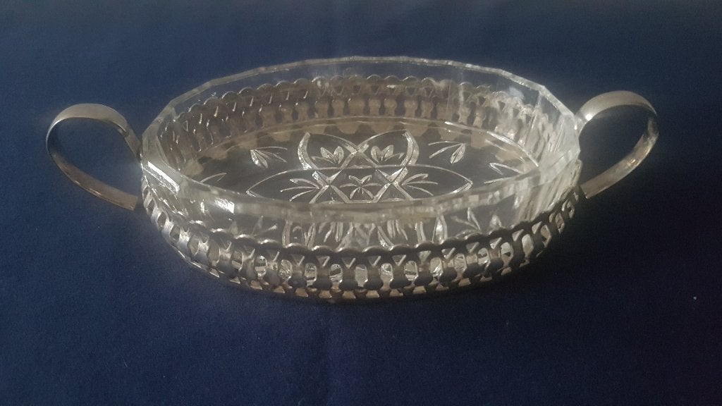 Vintage versilverde bonbons schaaltje 4cm h x 20cm b x 9cm d, Antiek en Kunst, Antiek | Schalen, Ophalen of Verzenden