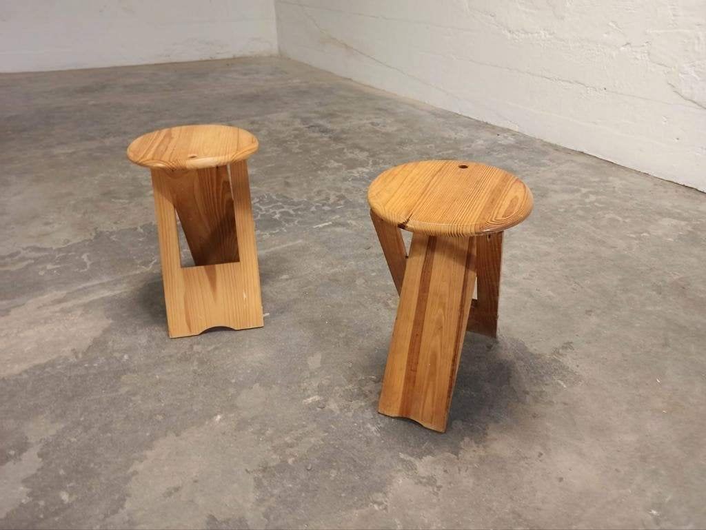 Set van 2 Vintage Roger Tallon Design Klapkruks, Huis en Inrichting, Krukjes, Tweedehands, Tweedehands, Ophalen of Verzenden, Hout