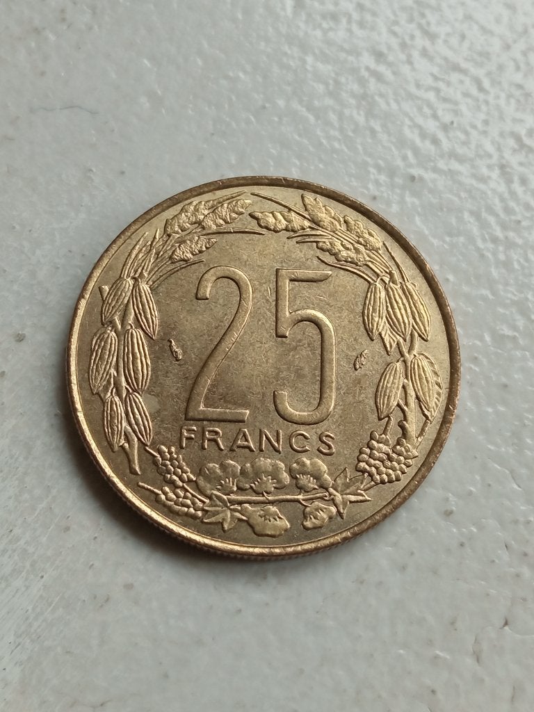 Centraal Afrikaanse Staten 25 frank 1975., Ophalen of Verzenden, Overige landen, Losse munt