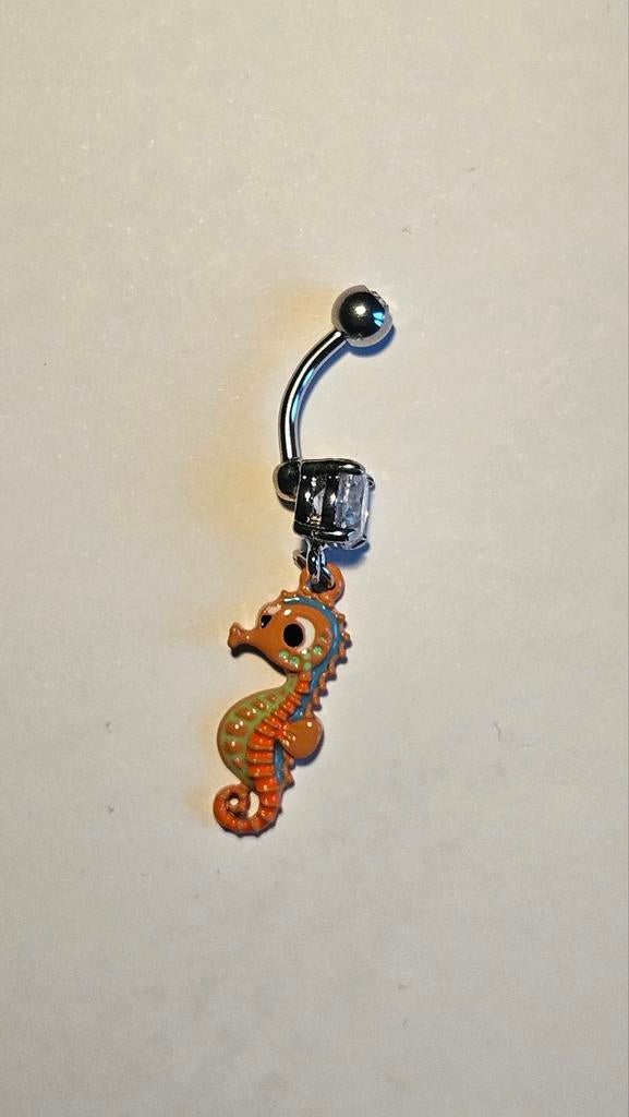 Zeepaardje Navelpiercing met Strass, Navelpiercing, Staal, Nieuw, Ophalen of Verzenden