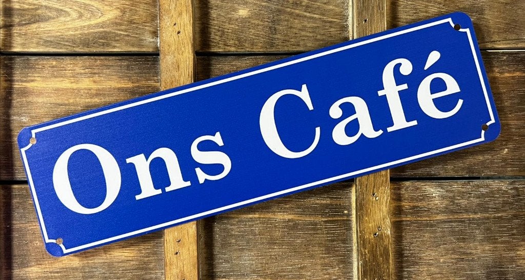 Ons Cafe blauw reclamebord van metaal wandbord decoratie