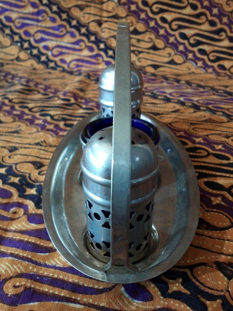 Mooi oud vintage peper, zout en mosterd uit Engeland 16 cm., Ophalen of Verzenden