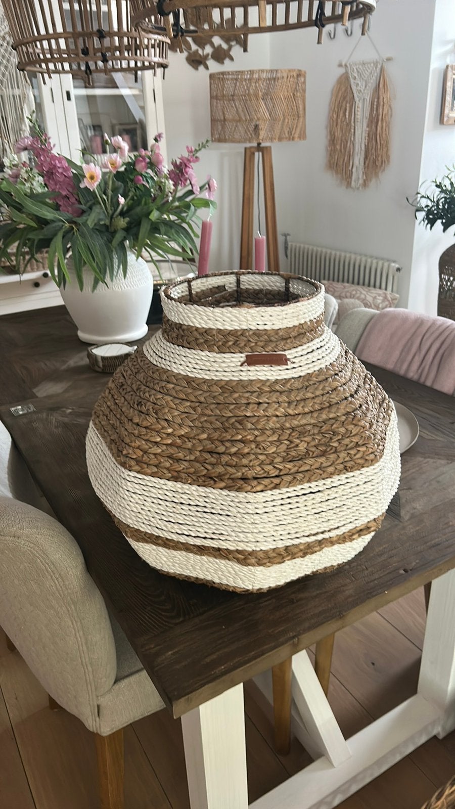 Prachtige pot/mand van Riviera maison, nieuwstaat., Ophalen of Verzenden, Zo goed als nieuw, Rond, Riet