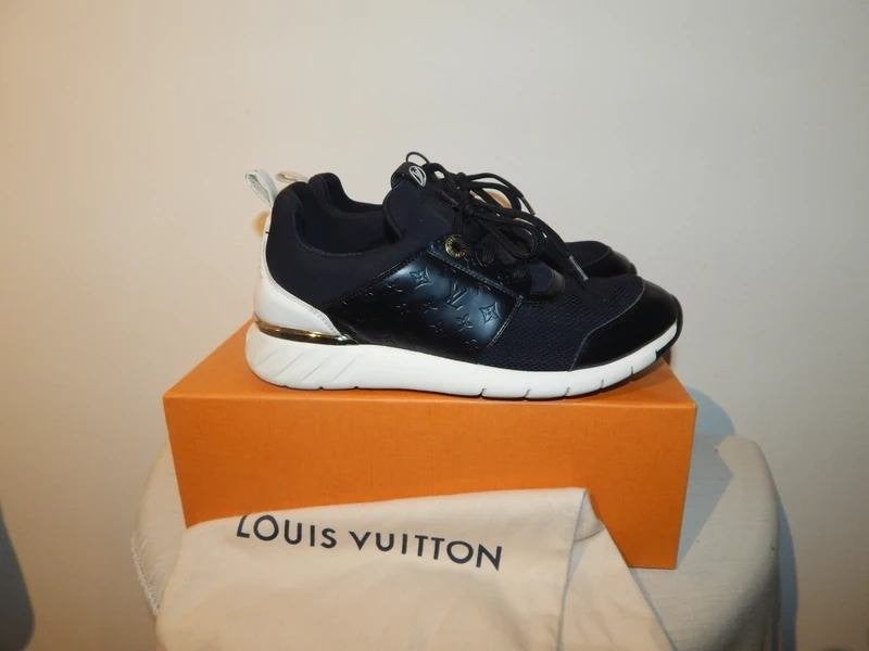 Louis Vuitton zwarte sneakers leer deel monogram in doos36.5