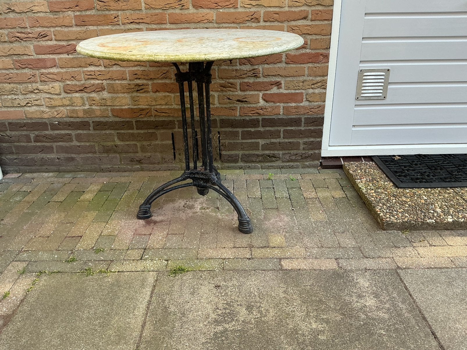 Gietijzer natuursteen tuin tafel, Huis en Inrichting, Tafels | Statafels, Ophalen, Gebruikt