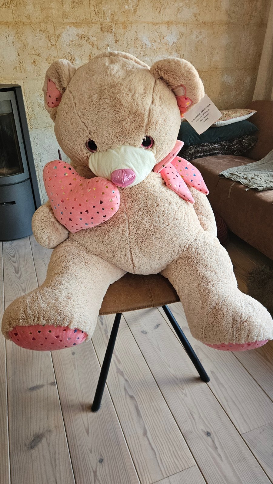 Grote knuffelbeer met hartje - Zo goed als nieuw, Beer, Ophalen of Verzenden, Zo goed als nieuw, Met kleding of accessoire