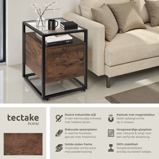 Set van 2 TecTake Dudley nachtkastjes – industrieel, Ophalen, Minder dan 45 cm, 55 tot 70 cm, Zo goed als nieuw